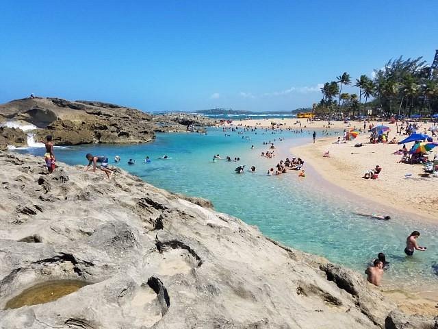 Puerto Nuevo Beach Family Swimming Aerial View